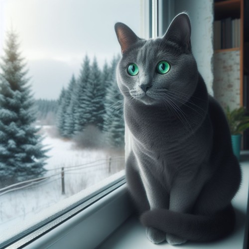  Originating from Russia, the Russian Blue cat is known for its striking emerald-green eyes and dense,