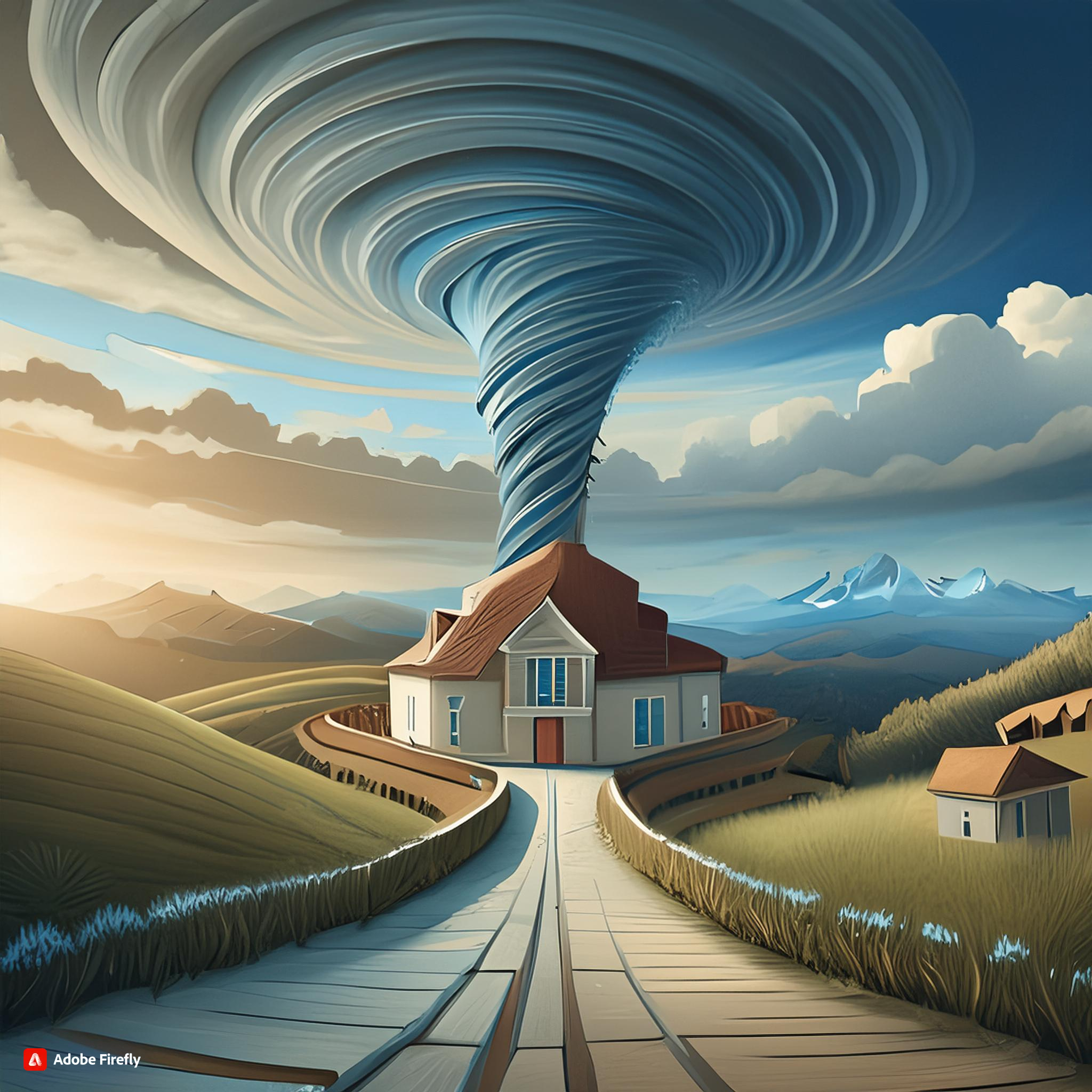 Firefly create tornado image real estate or property crime concept background 40907